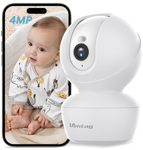 Vimtag Indoor Camera, 2.5K 4MP Baby Monitor, 360° Pan/Tilt WiFi Camera, Pet Camera, Home Security Camera, AI Human/Sound/Motion Detection, Night Vision, 2-Way Talk, Cloud/SD Card Storage