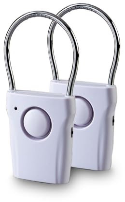 EUROtops Elektronischer Türgriffalarm – 2er-Set, Tür- und Fenster-Alarm mit 110 dB/Glockenläuten, 1500 Stunden Batteriebetrieb, Berührungs-Sensor für Zuhause/Hotelzimmer/Wohnmobil, Weiß