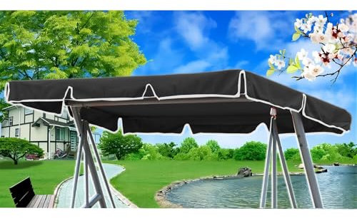 YYJAILZQ Hollywoodschaukel Dachbezug 210x145, Ersatzdach Hollywoodschaukel Dach, Sonnendach für Hollywoodschaukel Wasserdicht (Schwarz)