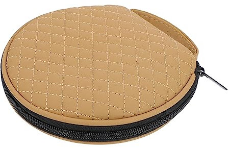 HOMOCONO Paquet De Rangement Pour Cd De Voiture Et Maison Fermeture Éclair, Grosse Capacité, Bordure En Cuir, Polyvalent, Protection Des Disques, Beige, Utilisation Automobile Et Domestique