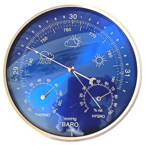 Barometer, Hygrometer Gewächshaus-Thermometer, 3-in-1 genaue Wetterstation, Ganzjahreswand-Hänge-Thermometer, multifunktionaler Außen- und Innenraumtemperatur-Monitor, für Garten, Haus, Büro