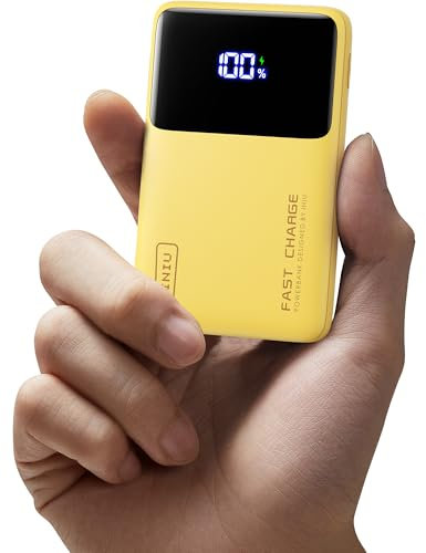INIU Batterie Externe, Ultra Mini 22.5W 10000mAh Power Bank, Charge Rapide Slim Powerbank USB C Compatible avec iPhone Samsung, Voyage Camping Randonnée Accessoires pour Hommes et Femmes, Jaune