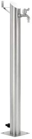 Fontana da Giardino a Colonna Esterno TIGLIO Acciaio Inox Spazzolato H 95 cm Cover di Protezione da Intemperie