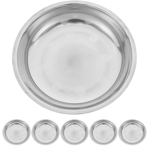 YARNOW 6-Pack Stainless Steel Plates 15cm Round Metal Serving Trays for Camping BBQ Outdoor Picnic Party Fruit Dessert Pasta Reusable Small Snack Dish Lightweight Food Tableware