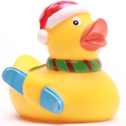 Duckshop I Quietscheentchen Weihnachtsmann Ski I Badeente I Quietscheente I Geschenk Weihnachten I Geschenk Skifahrer I Wintersport