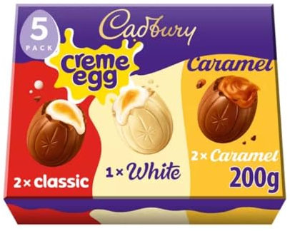 Zopper Creme Mixed Chocolate Egg 200g With Soft Fondant Centre Creamy Filling Chocolate Easter Eggs Gifts for Women, Men and Kids Easter Egg Hunt 2xClassic 1xWhite 2xCaramet