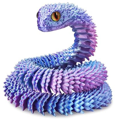 AzureRay Impression 3D Serpent Réaliste avec Jouet Serpent Mobile,Décoration Maison Unique, Cadeau pour Adultes, Bleu