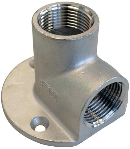 Wandscheibe Deckenwinkel IG/IG - Gewinde-Fitting aus Edelstahl 316 - zur Aufputz-Befestigung Wasseranschluss an der Wand (1/2 Zoll)