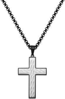 IOETSEUT Herren Halsketten Schmuck Zweifarbige Herren Kreuz Halsketten, Oblique Messer gemusterte gestreifte Anhänger Halsketten, religiöse Geschenke Christlicher Schmuck