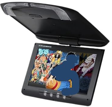 Monitor da tetto for auto da 9 pollici con schermo LCD ribaltabile, display multimediale for montaggio a soffitto sul tetto(Black)