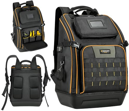 WINHUNT Werkzeugrucksack mit gepolstertem Air-Mesh-Rücken, 50 x 39,1 x 21,1 cm, verstellbare Gurte, schwarz