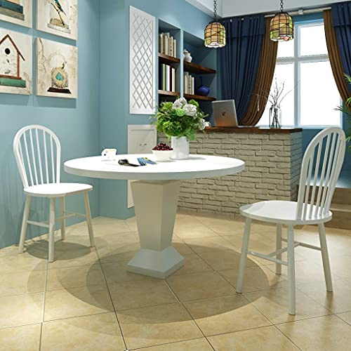 LoogCape Esszimmerstühle 2er Set, Weiß, Massivholz Gummibaum, Klassisches Design für Küche & Esszimmer, Stabile Holzstühle mit Hoher Rückenlehne