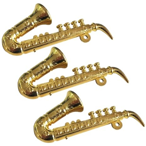 TOBBOMEY 3 Stück Kleiner Saxophon Puppenhaus Musikinstrumente aus Kunststoff Leichtes Kinderzimmer Realistische Kleiner Instrumente als Puppenhaus Dekor
