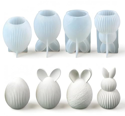 Osterhasen Silikonform, 2-teilig – 6 einzigartige Hasen-Designs für Kerzen, Seife, Schokolade & Resin. Lebensmittelechtes, hitzebeständiges Silikon (bis 230°C). Perfekt für Oster-DIY