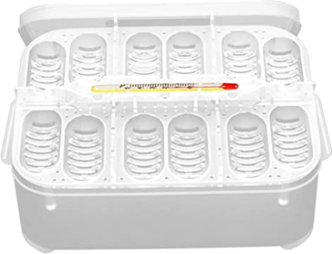 Ameble Reptile Incubation Box, Egg Tray Hatching Box, 12 Grids Incubator for Turtle, Gecko, Lizards, Snake, Bearded Dragon Eggs, Transparent Container