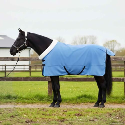Pferdedecke Volles Aqua 125 cm Polarfleece Winterdecke für Pferde mit verstellbaren Schnallen - verstellbare Pferdedecke 125 cm aus warmem Polarfleece