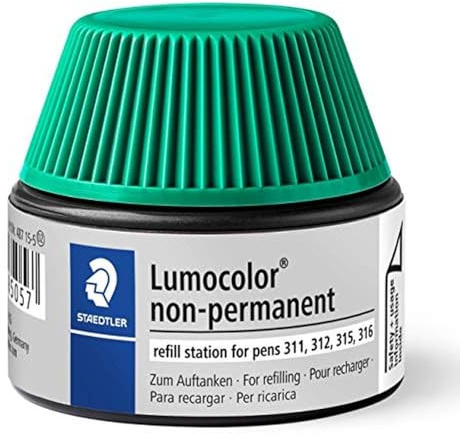 STAEDTLER 487 15 Lumocolor non-permanent Universalstift Nachfüllstation für 311/312/315/316, 15-20x Nachfüllen, grün
