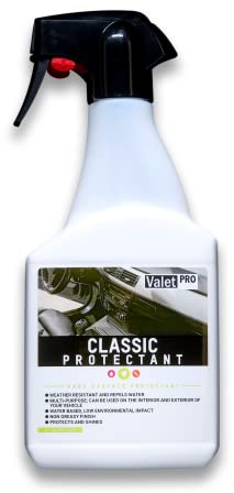 ValetPRO Classic Protectant, Weather Resistant Car Interior and Exterior Protector, for Plastic, Rubber, Tyres and Leather Surfaces, with UV Protection – 500ml Spray Bottle