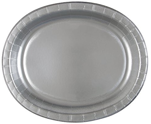 Silver Solid Oval Paper Plates (30cm) Pack of 8 - Elegant & Durable Dinnerware for Parties, Events, and Everyday Use