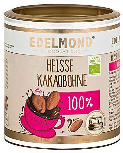 Edelmond 100% Kakaobohne für BIO heiße Trink Schokolade ohne Zucker, kein Pulver. Gewalzter Frischkakao 250 GR