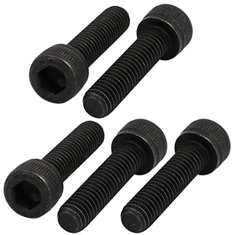 sourcing map 5 Stück M6x25mm 12,9Grad Innensechskantkappe Linke Hand Gewinde Schraube Schwarz DE de