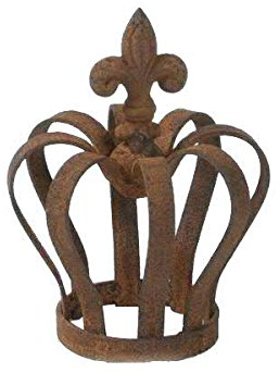 Kleine Dekokrone/Metallkrone/Gartenkrone mit Bodenplatte - Rostoptik - Ø 9cm - Rost Figur Deko/Edelrost Dekoration - Windlicht & Gartendeko - Kleiner Übertopf/Kerzenhalter