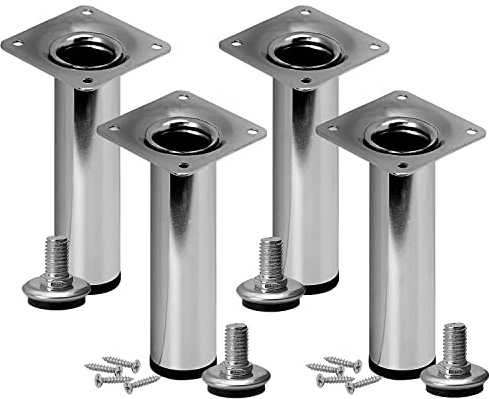 Stahlia Möbelfüße verstellbar (4er Set) Chrom Glanz 60cm Höhe belastbar bis 50kg Sofafüße Schrankfüße Möbelbeine höhenverstellbare Füße Metallbeine