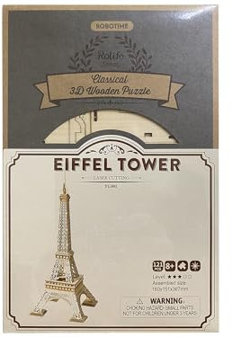Robotime 3D-Puzzle Eiffelturm 23 cm Holz Natur 122-teilig