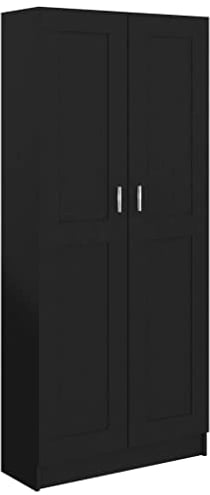 vidaXL Bücherschrank mit 5 Fächern 2 Türen Büroschrank Aktenschrank Bücherregal Schrank Aktenregal Standregal Schwarz 82,5x30,5x185,5cm Holzwerkstoff