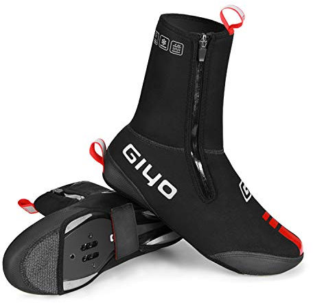 PLATTBK Fahrrad Überschuhe Winter Rennrad Uberschuhe Thermo Kälteschutz Wasserdicht Mit Reflektor-Streifen für Herren und Damen(M)