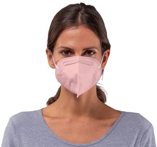 elasto, 30 maschere FFP2, certificate CE, 2233, Made in Germany, a 5 strati, FFP2, confezionate igienicamente, maschera per la bocca con filtro delle particelle, colorata (30 rosa)