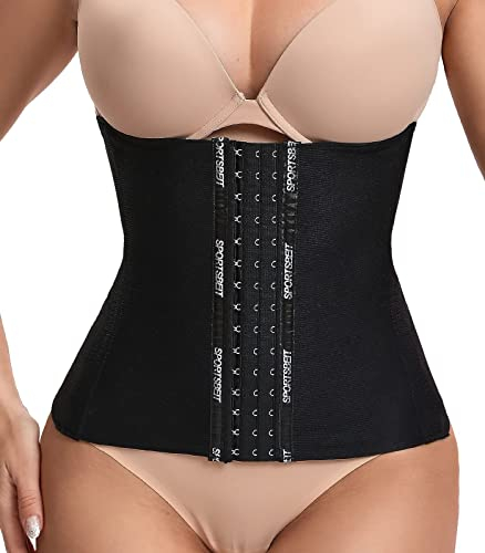 SURE YOU LIKE Waist Trainer Damen Korsett Unterbrust Taillenmieder Taillenformer Shapewear Sport Figureformend Tailletrainer Bauchweg Gürtel Korsage(L, Schwarz)