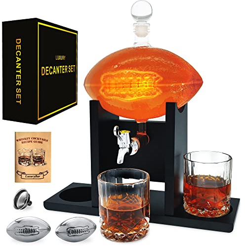 Set di decanter per whisky a forma di pallone da calcio, con beccuccio per bicchieri, set di decanter per whisky da 1,332 g, per uomo, tequila, liquore, decanter per whisky, regalo per uomo, regalo