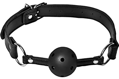 Naughty Drawer - Breathable Ball Gag, Bondage Mouth Gag, Leather Adjustable Strap, (BDSM Kit, Sex Toys, Bondage, Dominatrix Toys, Mouth Gag, Ballgags, Restraint, Gags, Bondage Gear, Ball Gags)