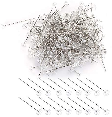 LIZEALUCKY 200 STÜCKE Bouquet Pins, Diamant Blumenstrauß Pins Nähen Corsagen Blumen Pins Strass Pins Gerade Kopf Pins für Hochzeit Schmuck DIY Dekoration