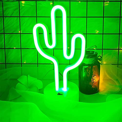 GIGIIS Cactus Luce al Neon LED Cactus Insegna al Neon, Lampade al Neon Cactus Luci al Neon Insegne al Neon per Camera dei Bambini Arredamento Camera da Letto - Alimentato a Batteria o USB