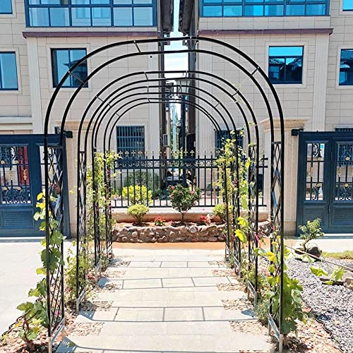 YOXALL Rosenbogen Schwarz Torbogen Verzinkt Eisen Gartenbogen Rankhilfe Rankgitter Kletterpflanzen Tiefe 40cm Gartentor Pergola Rankbogen wetterfest (Color : Schwarz, Size : B180 x H230cm)