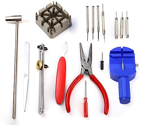 ONE BEST DEAL 16 pcs Watch Repair Tool Kit Watch Battery Replacement Tool DIY Professional Watch Link Pin Tool Kit Set for Watch Repair, Wrist Strap Adjustment & Fix Back Opener