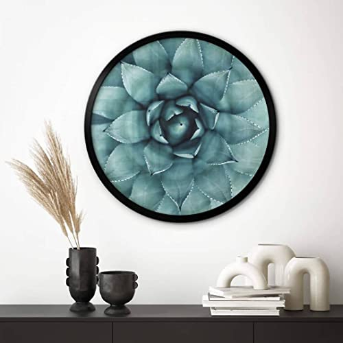 K&L Wall Art Vintage Agave Sukkulenten Poster Landhaus Bilder Wüste Wohnzimmer Kunstdruck modern Rund