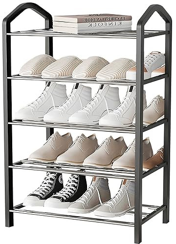 Retoo Schuhregal, 5 Ebenen, Schuhablage, Schuh Ständer Regale, Organizer, Stabiles Schuhaufbewahrung, schmal, Metallgestell, Platzsparende, Flur und Schrank, Ankleidezimmer, Stapelbares