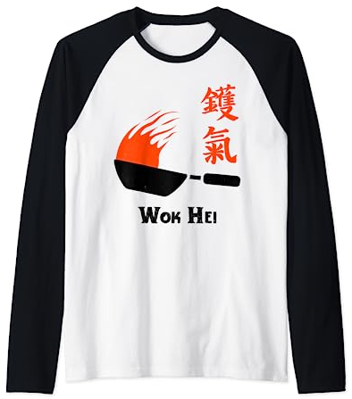 Sapori di Wok Hei Divertente Wok Cinese Cottura Riso Fritto Maglia con Maniche Raglan