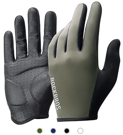 ROCKBROS Road to Sky Handschuhe Fahrrad Fahrradhandschuhe Touchscreen Vollfinger Atmungsaktive rutschfeste Handschuhe Frühling Sommer für Radfahren Laufen Fitness Damen Herren Grün L