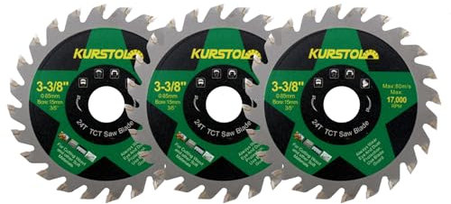 KURSTOL TCT Wood Cutting Disc - 3 x 85mm 24T Carbide Cutting Wheel for Wood Plastic with a Washer 10-15mm