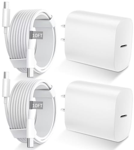 Phone Chargers iPhone Fast Charging,10 Ft Long USB C to USB C Cable Fast Charging Cord Type C Charger USBC Fast Charger Block for iPhone 17/Pro/Pro Max/17 Air/16/16 Pro/16 ProMax/15/Pro/ProMax,White