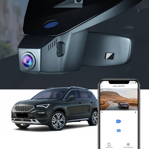 Fitcamx Dashcam 4K mit Seat Ateca 2018 2019 2020 2021 2022 2023 2024 2025 2026 (HD2-6108), OEM Autokamera UHD 2160P Video WiFi, Loop-Aufnahm, G-Sensor, WDR Dashcam mit akku, Plug&Play, 64GB Karte