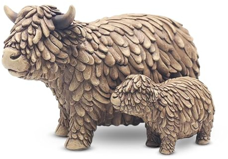 Lesser & Pavey Hughie Highland Cow & Calf Ornaments For Gift | Lovely Highland Cow Gifts For Home and Office Decoration | From The Leonardo Collection Animal Ornaments Range -LP72937