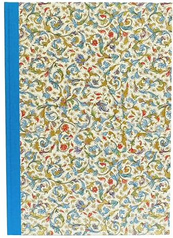 libralides - Handgemachtes Schreibbuch Medicea 21 x 29,7 cm DIN A4 192 Seiten - Vanillefarbiges Papier blanko - Blankobuch ohne Linien als Notizbuch, Skizzenbuch & Tagebuch (Muster, hell blau)