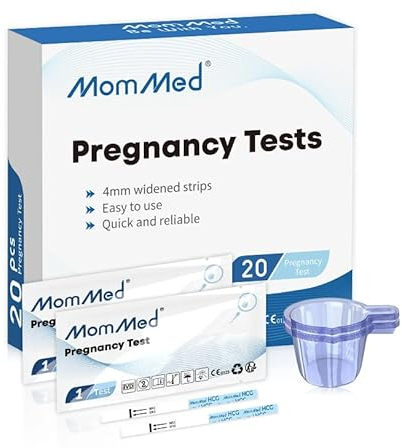 MOMMED Schwangerschaftstest (HCG20) mit 20 freien Urinbechern, zuverlässige und schnelle Früherkennung der Schwangerschaft, Schwangerschaftstests, Schwangerschaftstest-Kit