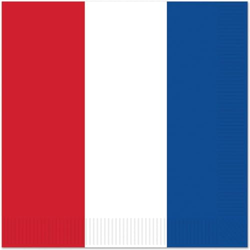 Lot de 100 serviettes de table pour fête française - Rouge, blanc et bleu - Serviettes de cocktail françaises pour fête américaine et française - Décorations de fête du 4 juillet