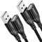 XGMATT USB Verlängerung Kabel 1M 2Stück,USB 2.0 Verlängerungskabel A Stecker auf A Buchse mit eleganten Alluminiumsteckern, Nylon Stoffmantel für Kartenlesegerät,Drucker,PS VR,Tastatur, Kamera,schwarz